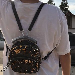 NWOT ZARA | Black & Gold Sequin Mini Backpack